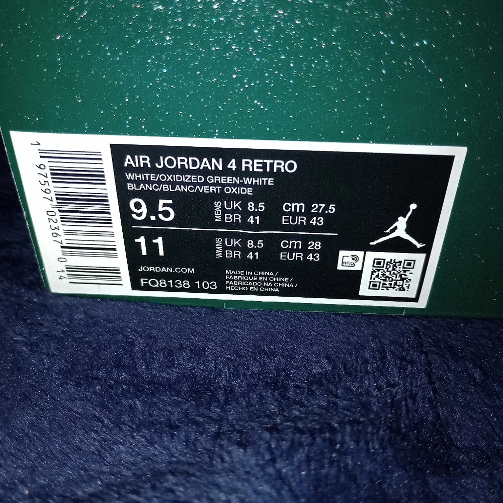 IOB EUC Air Jordan 4 Oxidized Green Mens size 9.5 - Picture 13 of 15